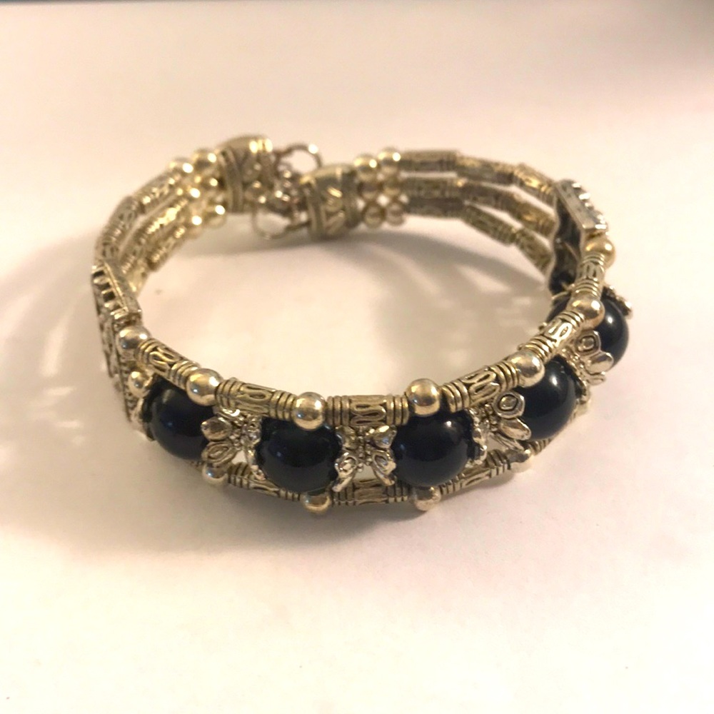 Black and silver clasp bracelet